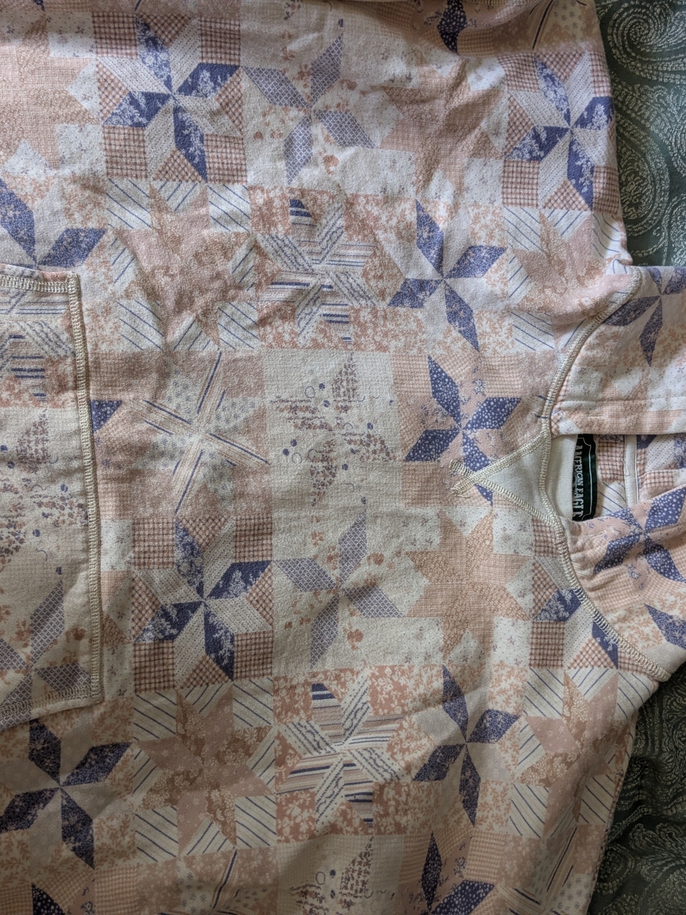 American Eagle Outfitters Peach and Lavender Patchwork-Print Sweatshirt